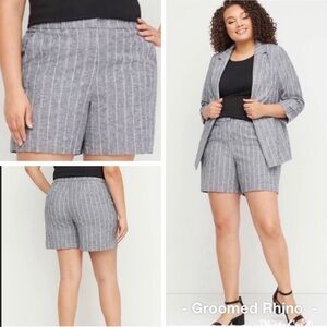 Lane Bryant Gray and White High Waist Shorts